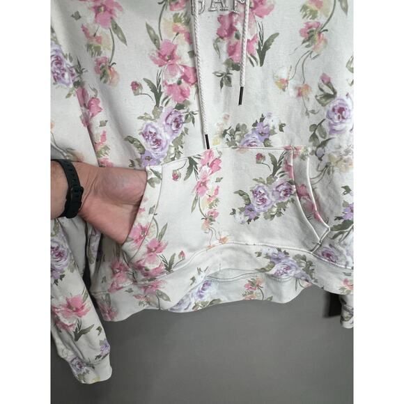 Gap x Loveshackfancy Floral Logo Cropped Hoodie XS Coquette Soft Ballet Babydoll - Picture 7 of 12